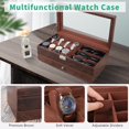thumbnail image 4 of Organizador de joyas Watch Box TomCare de 2 niveles con candado, color marrón, 4 of 7