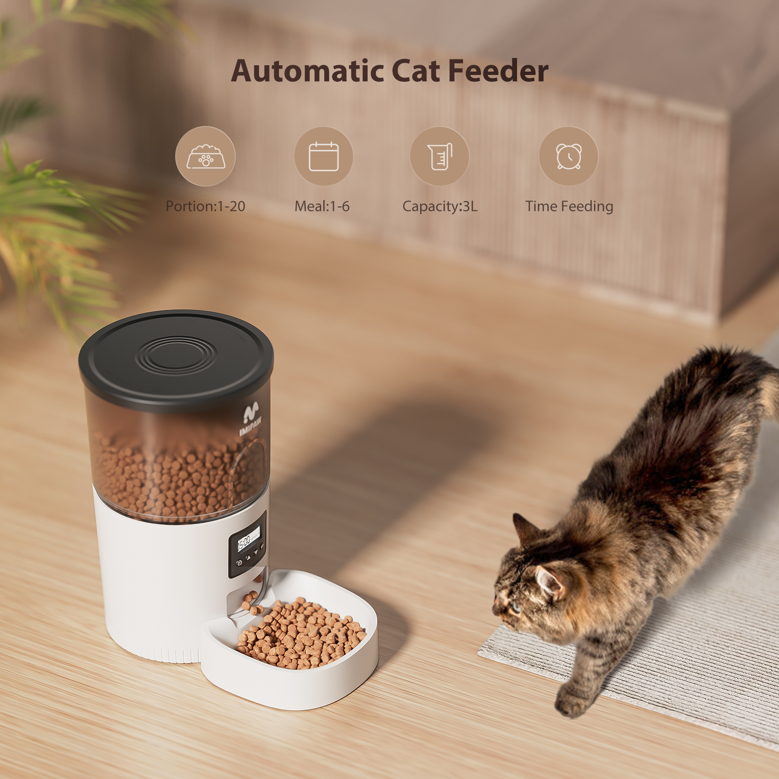 IMIPAW Automatic Cat Feeder, 3L Timed Dispenser photo 4
