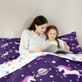 thumbnail image 5 of Manfei Cute Cartoon Unicron Bedding Comforter Set,Planet Stars Print Twin Comforter Sets,Purple White Pink Bedding Set For Girls,Luxury Bedroom Decor Reversible,2 Pieces, 5 of 8