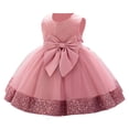 thumbnail image 2 of LYHaoo Girls Formal Dress Gown With Sequins And Lace Trim For Pageants Parties And，Casual Floral Dresses Sizes 12-18 Months Pink, 2 of 5