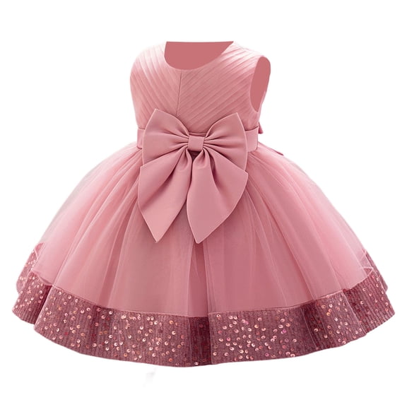 MEZZALL Dresses Girls Formal Dress Gown With Sequins And Lace Trim For Pageants Party Lovely Sleeveless Crew Neck Solid Color Child Party Sundress