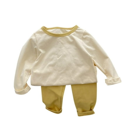 

TAIAOJING Baby Girl Clothes Kids Babys Toddlers Boys Spring Winter Solid Long Sleeve Pants Tops Sleepwear Pullover Set Fall Outfits 5-6 Years