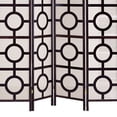 thumbnail image 4 of Benzara BM205807 Circular Motif Wooden 4 Panel Room Divider with Jute Inlays, White & Brown, 4 of 5