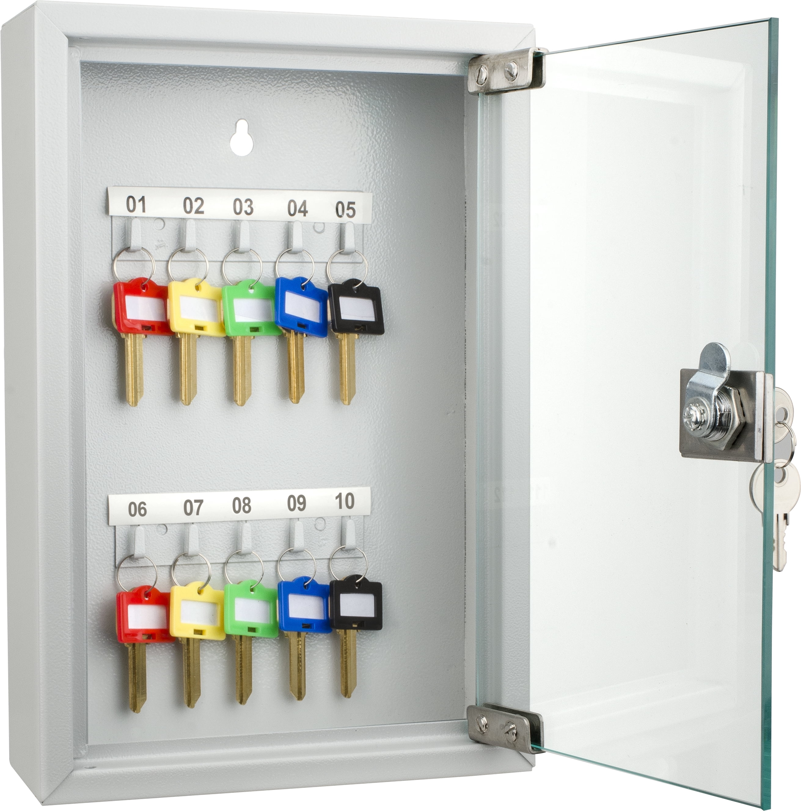 10 Keys Lock Box Gray W/ Glass Door