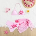 thumbnail image 3 of OYXSER Girls 3 Piece Swimsuit Triangle Bikini Swimsuit with Beach Cover Up, Pink 7-8Y, 3 of 9