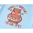 thumbnail image 3 of Beezizac Blue Donut Capybara Pajamas for Girls Cute Short Sleeve Summer Cozy Sleepwear Outfit Kids PJ Set Size 10, 3 of 7