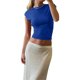 thumbnail image 1 of Sunloudy, blusas cortas para mujer, suéter de moda de Color sólido de manga corta para mujer, camiseta reversible en la parte delantera y trasera, rojo/azul Sunloudy  moda, 1 of 8