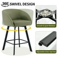 thumbnail image 4 of FIRAVOE Bar Stools Set of 2, Swivel Counter Height Bar Stools with Back & Arms (26") Modern Faux Leather Bar Chairs for Kitchen Island, Green, 4 of 9