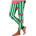 thumbnail image 2 of UVEASISHA Womens Football Striped Leggings High Waisted Seamless Athletic Tights Butt Lifting Stretchy Yoga Pants for Game Day Parades Green XL, 2 of 5