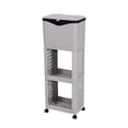 thumbnail image 2 of Organizador de basura de cocina con estante de almacenamiento a prueba de perros con ruedas Decoración Moda Gris, 2 of 9