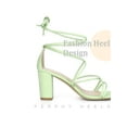 thumbnail image 4 of BLISSFUL STEP Women's Block Heel Sandal Strappy Lace Up Sandals Lime 7.5, 4 of 6