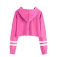 thumbnail image 2 of Stripe Sleeve Girls Short Hoodies Casual Kid Child Hooded Crop Tops, 2 of 3