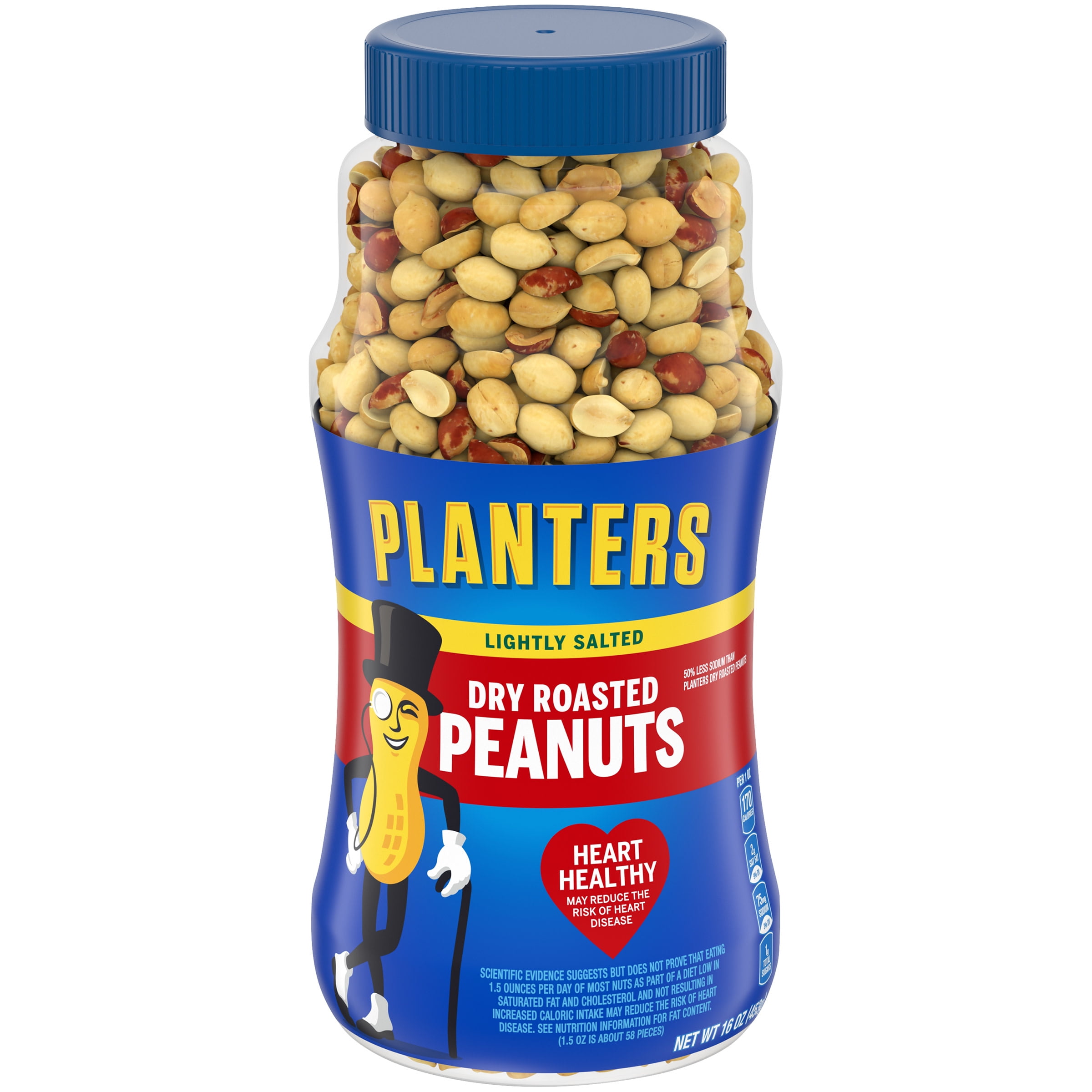 Planters Lightly Salted Dry Roasted Peanuts, 16 oz Jar