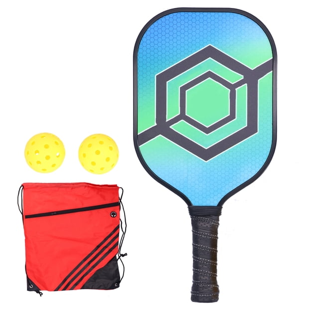 LEIJIAER - Juego de palas de pickleball de fibra de carbono con 2 pelotas y bolsa de almacenamiento (PK-063)