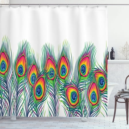 Ambesonne Peacock Shower Curtain, Bohemian Feathers Art, 69"Wx84"L, Multicolor