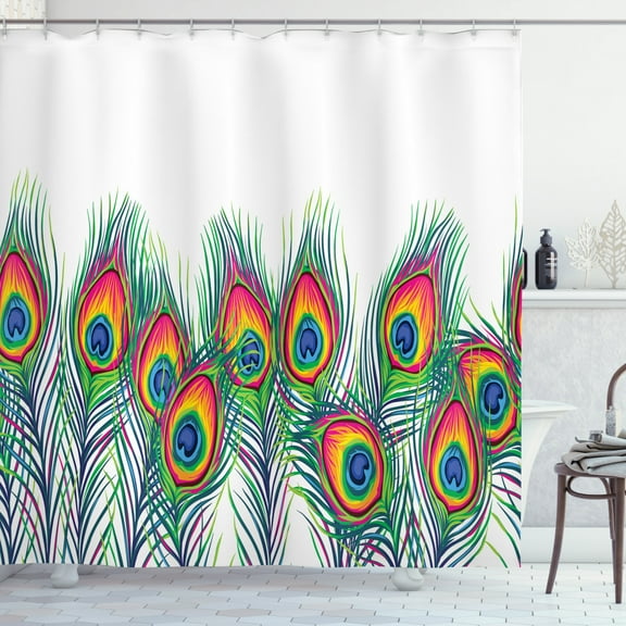 Ambesonne Peacock Shower Curtain, Bohemian Feathers Art, 69"Wx84"L, Multicolor