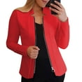 thumbnail image 1 of Women's Elegant Solid Open Front Long Sleeve Work Jacket Outerwear Stylish Formal Coat, 1 of 6