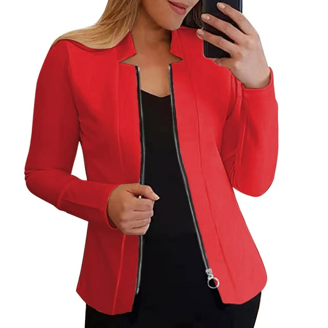 Women's Elegant Solid Open Front Long Sleeve Work Jacket Outerwear Stylish Formal Coat