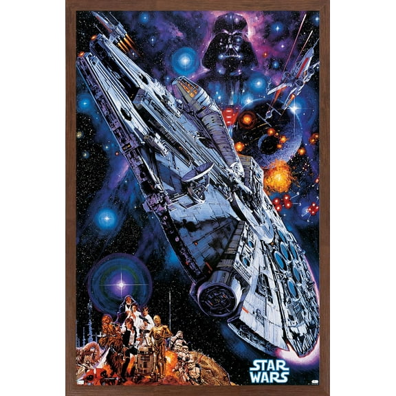 Star Wars: Global Art - Millennium Falcon Wall Poster, 14.725" x 22.375" Framed