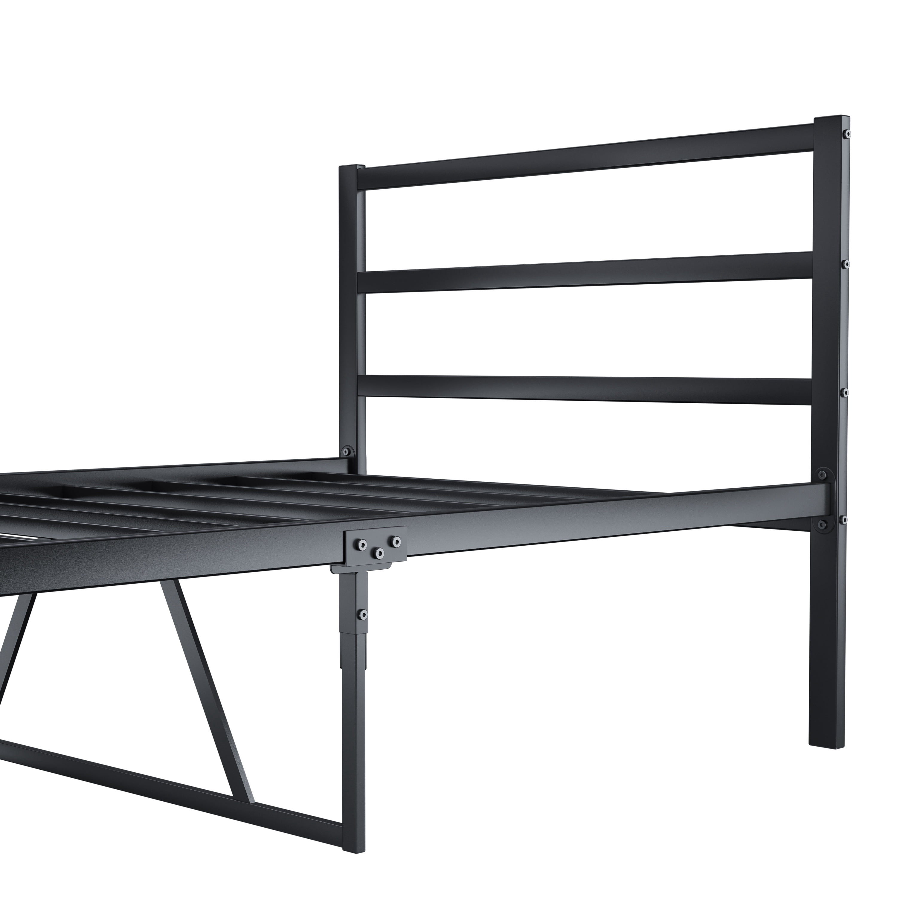 Twin Size Bed Frame, Metal Platform Bed w/Headboard, Large Under Bed Storage Space, No Box Spring Needed