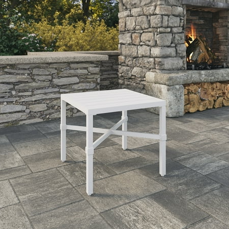 My Texas House Cambria Outdoor Steel End Table, White