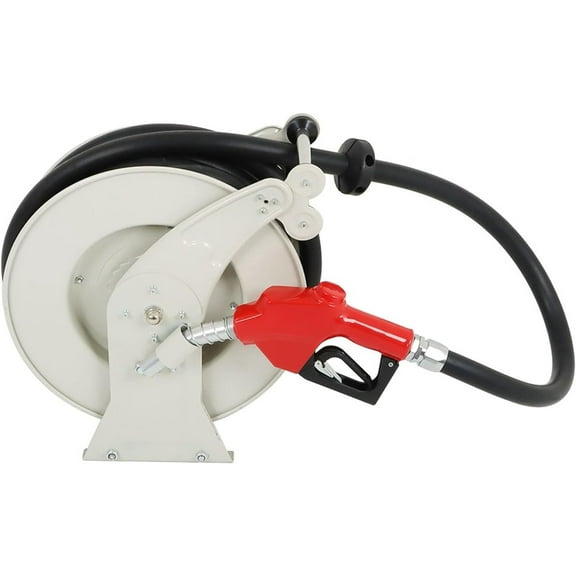 Fuel Hose Reel 1 Inch x 33 Feet Diesel Hose Reel Steel Structure Base Rubber Hose with Fuel Nozzle Hose Reel