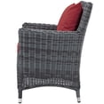thumbnail image 4 of Modern Contemporary Urban Design Outdoor Patio Balcony Garden Furniture Side Dining Chair, Set of Two, Sunbrella Rattan Wicker, Red, 4 of 5