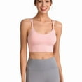 thumbnail image 4 of SWSMCLT Women's Sexy Crop Top Crop Top Cami Backless Scoop Neck Cropped Top Workout Padded Soft Criss Cross Summer Pink 10, 4 of 4