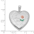 thumbnail image 4 of Lockets Sterling Silver Rhodium-plated 24mm Enameled Rose with Border Heart Locket, 4 of 5