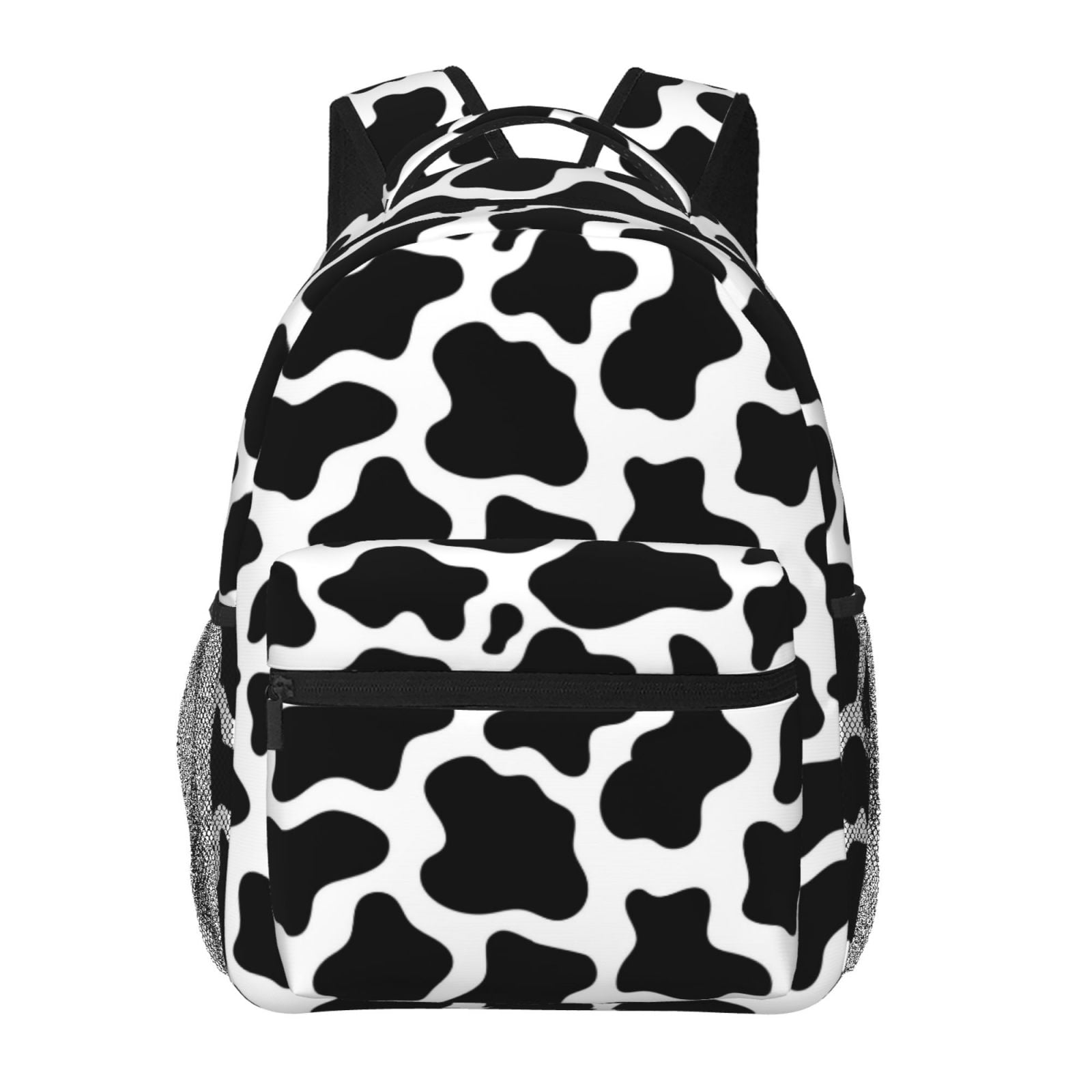 Ratiio Cow Print Black White Print Eco-Friendly Casual Backpack, Water-Resistant Polyester Canvas Daypack with Smooth Zippers, Comfortable & Durable Travel Bag with Laptop Compartment