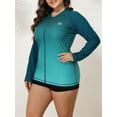 thumbnail image 5 of Sociala Women's Plus Zipper Rash Guard Long Sleeve Color Block Swim Shirt UPF 50+ Swimsuit Tops, 5 of 7