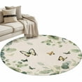 thumbnail image 2 of 4ft Round Rug, Eucalyptus Leaves Non-Skid Rubber Backing Large Area Rugs - Living Room Bedroom Home Office, Spring Summer Botanical Sage Green Rustic Indoor Floor Mat Carpets Washable Rug, 2 of 9