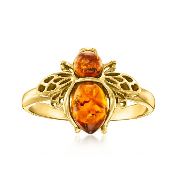 Ross-Simons Amber Bumblebee Ring in 18kt Gold Over Sterling, Women's, Adult