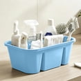 thumbnail image 4 of Multi Compartment Portable Plastic Divided Storage Tote with Handle, Sturdy Multipurpose Organizer Bin for Bathroom Cosmetic Kitchen Household Tool Craft Supplies Organization, Blue, 4 of 7