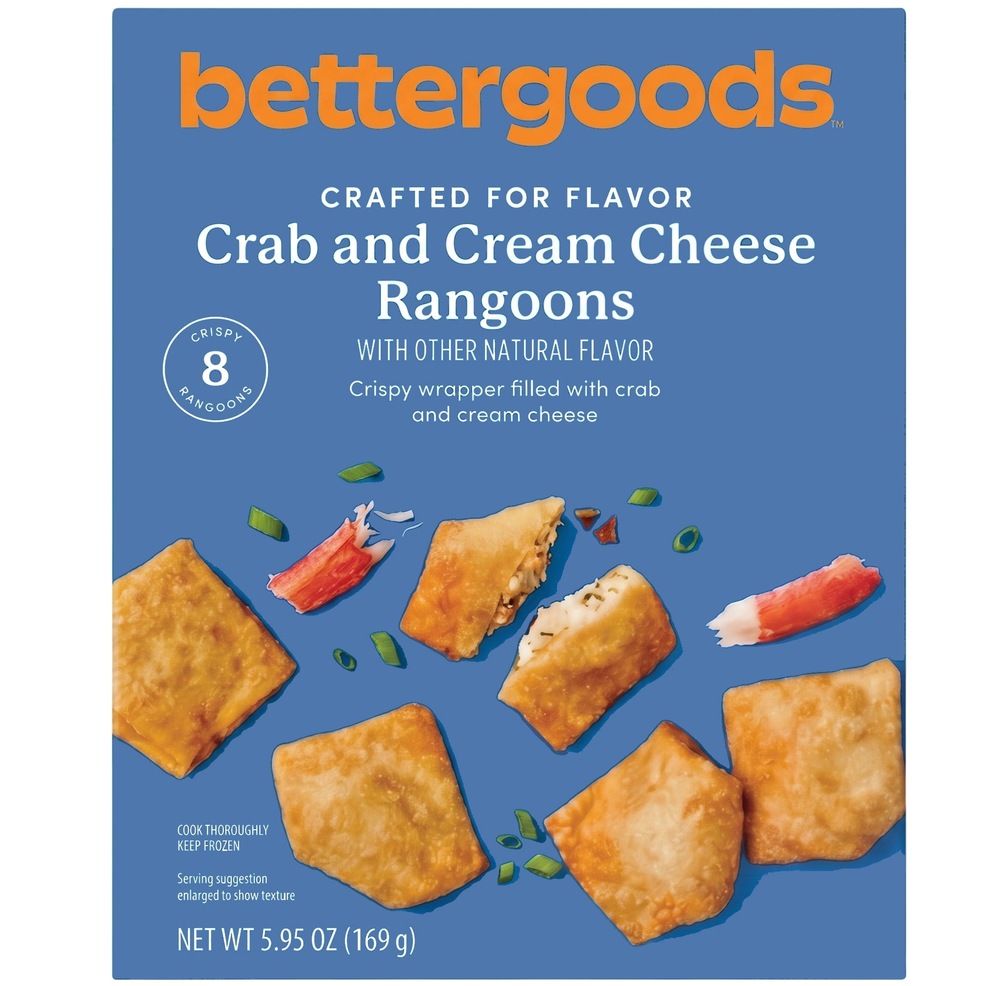 bettergoods Crab and Cream Cheese Rangoon, 5.95 oz, 8 Count (Frozen)