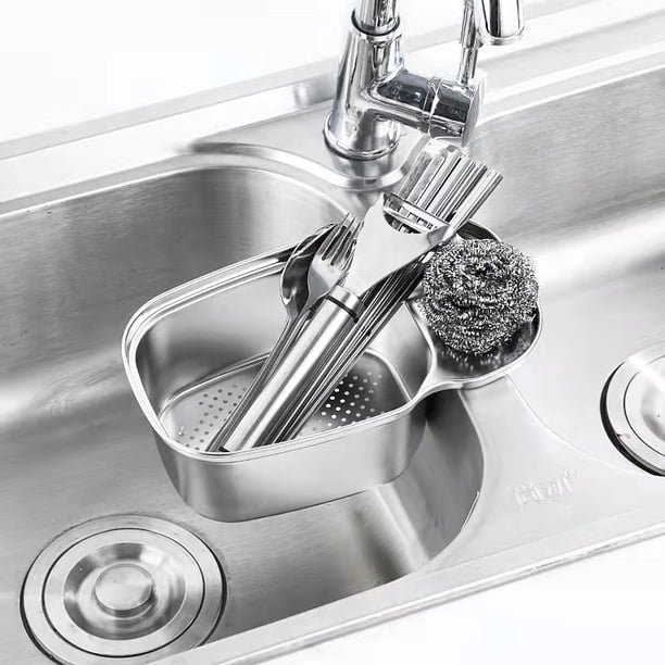 Cesta de colador para fregadero de cocina, colador de fregadero de esquina multiusos, recogedor de alimentos, almacenamiento de basura, cesta de drenaje de acero inoxidable ZefeiWu 8390614050709