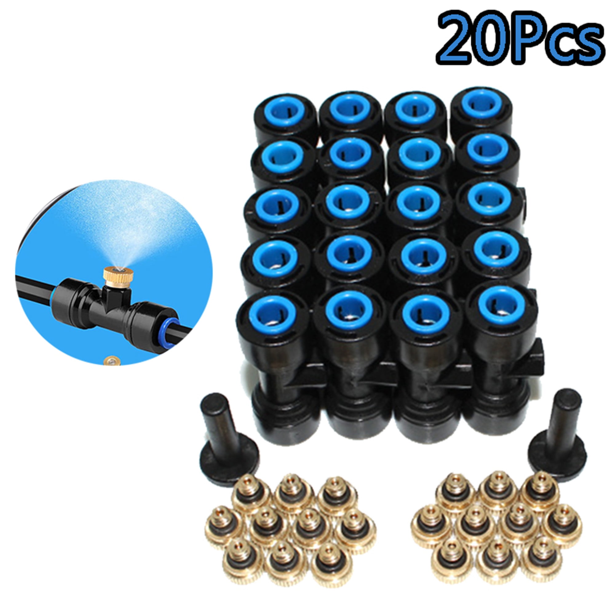 20pcs Outdoor Misting Cooling System Garden Water Spray Brass Mister Nozzles Set 