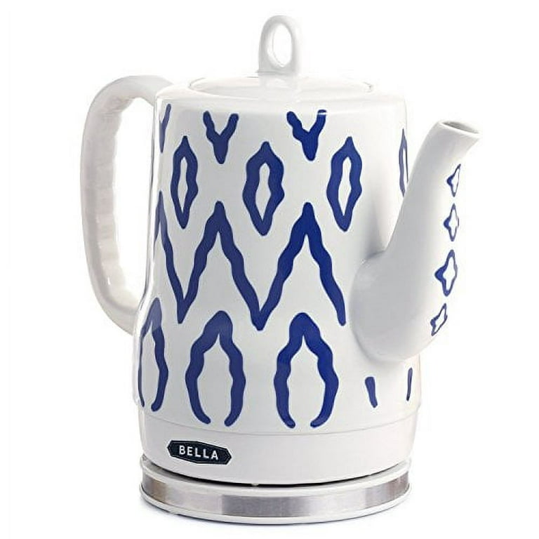 BELLA Blue Aztec 1.2 Lt Electric Ceramic Tea Kettle Detachable Base & Boil  Dry