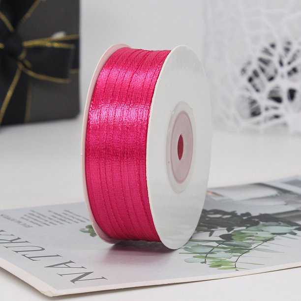 Nvzi Cinta artesanal rosa roja, 1 rollo de cinta de regalo para envolver regalos, cinta de poliéster premium de 6 cm x 9 m, perfecta para manualidades y decoración. Categoría