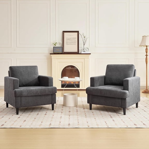 Oversized Cloud Chair, Linen Living Room Chair, Mid Century Modern Armchair with Thick Cushion & Leg, Deep Seat & No Assembly Required