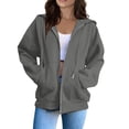 thumbnail image 5 of Resicozy Zip Up Sweatshirt Women 2026 Y2K Casual Long Sleeve Zipper Hoodies Fall Oversized Track Jackets With Pockets Dark Gray 2XL, 5 of 5