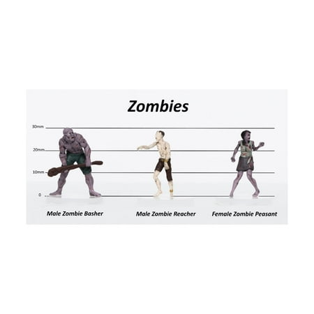 Role 4 Initiative Characters of Adventure - Zombies Group Basher, Reacher Peasant for D&D or Pathfinder