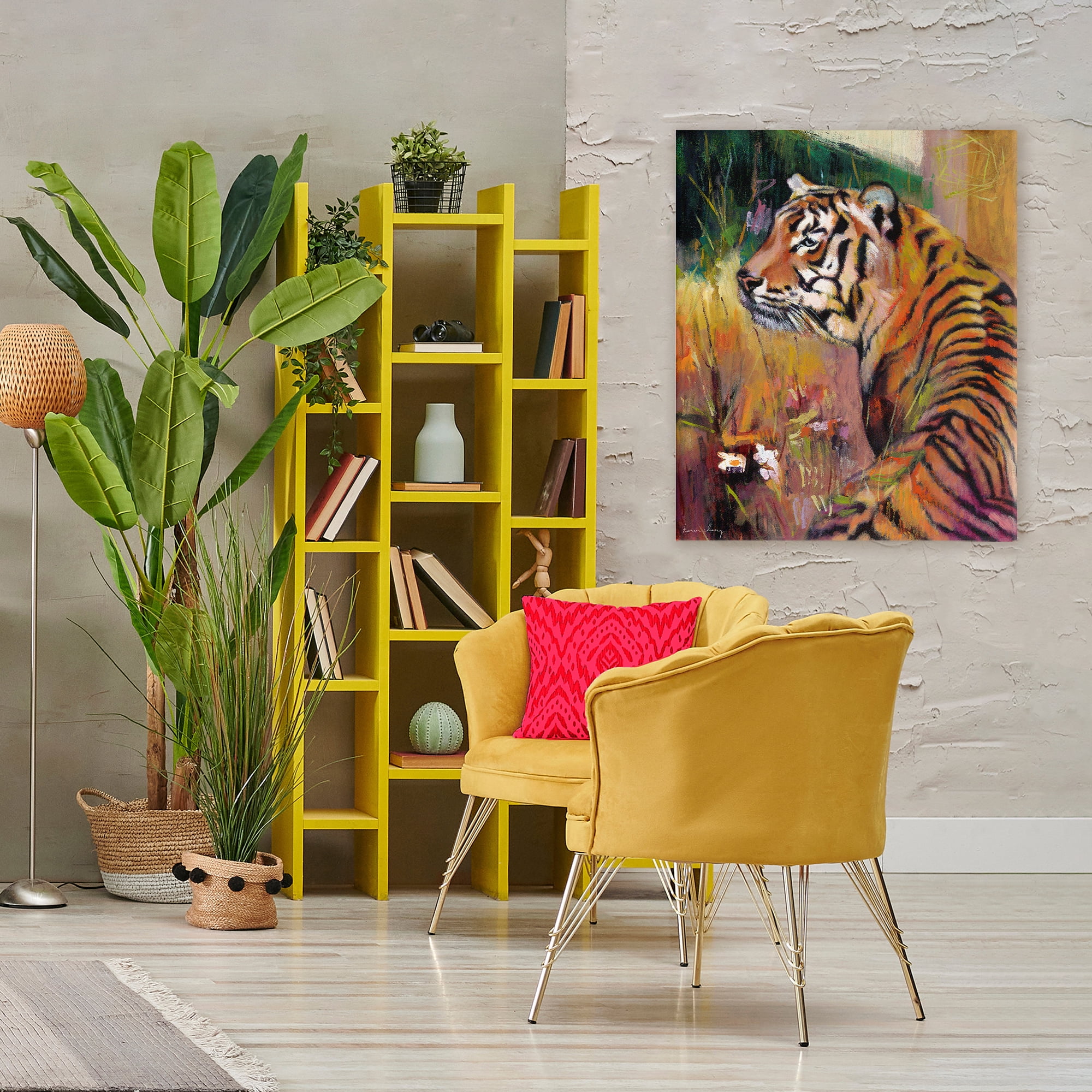 Stupell Industries Patience Tiger in Wait Canvas Wall Art, design by Karen Chang