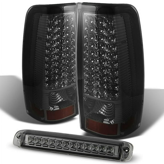 AKKON - For 03-06 Chevy Silverado 04-06 GMC Sierra Pickup Smoked LED Tail Lights Smoke LED 3rd Brake Light