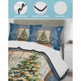 thumbnail image 4 of Quilts Twin-XL Size Bedding Set, Blue Christmas Tree Lightweight Quilted Comforter, Watercolor Xmas Snowflake Soft Reversible Bedspread Coverlet with Pillow Covers for All Season, 68" x 98", 4 of 7