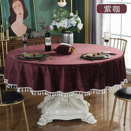 

UMMH Round Table Cloth Solid Color Luxury Velvet Tablecloth Thickness Nordic Hotel Round Household Table Mat