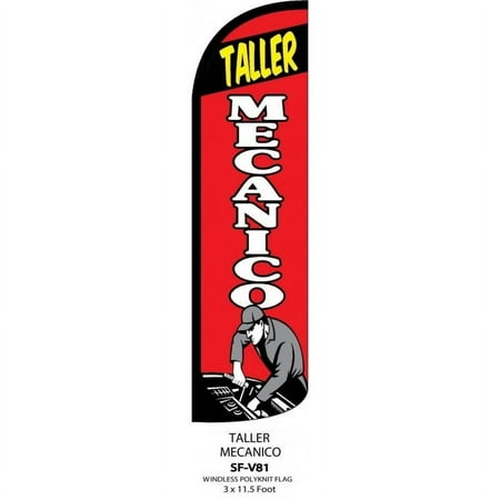 V81-TALLER MECANICO Windless Swooper Flag Feather Banner Sign 3x11.5 Ft (Flag Only)