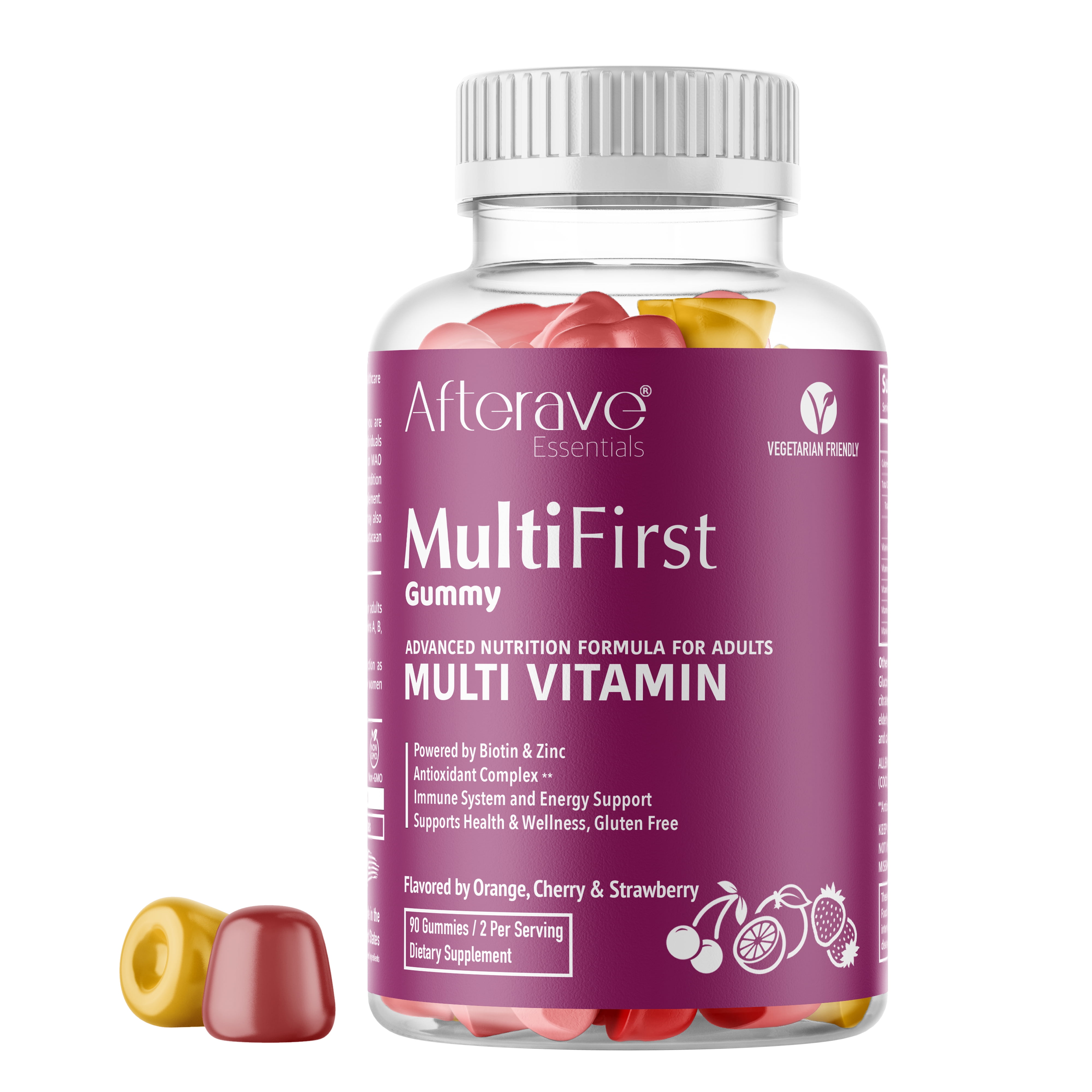 MultiFirst Advanced Formula MultiVitamin Gummy by Afterave Essentials, Promotes Energy, Healthy Digestive & Immune System, Antioxidant Vitamin A, C, D, E, B Complex, Zinc, Enhanced Collagen Formation