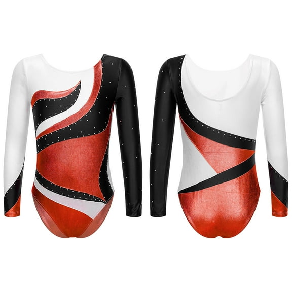 DPOIS Girls Long Sleeve Gymnastics Leotard Dance Biketards Unitard Bodysuit