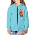 thumbnail image 3 of chaqlin Teen Girl Capybara Hoodies Trendy Y2K Zip Up Hooded Sweatshirt Cute Long Sleeve Hooded Jacket Kids Full Zip Sweater Top with Kangaroo Pocket, 3 of 5